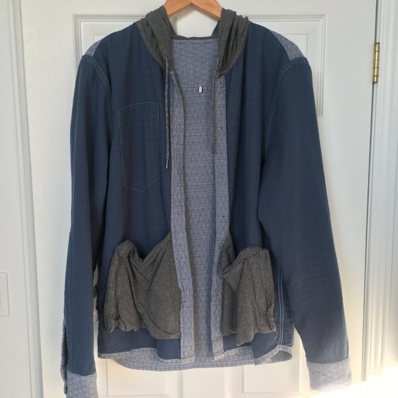 OAKLEY QUILTED BUTTON UP JACKET MENS WITH HOOD BLUE SIZE L - Picture 5 of 9